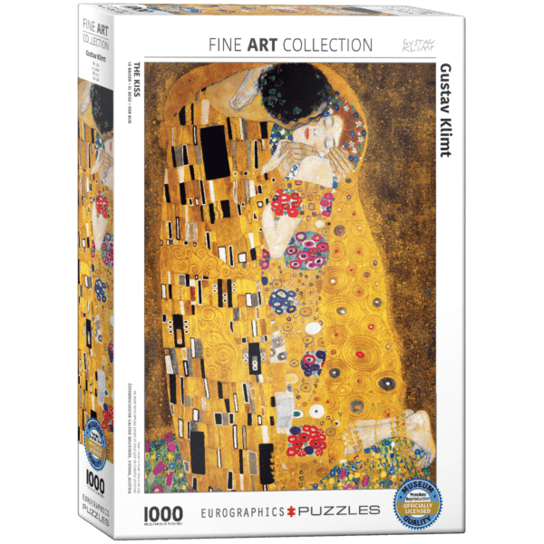 Box of a Klimt The Kiss Puzzle from the Fine Art Collection featuring Gustav Klimt’s painting,