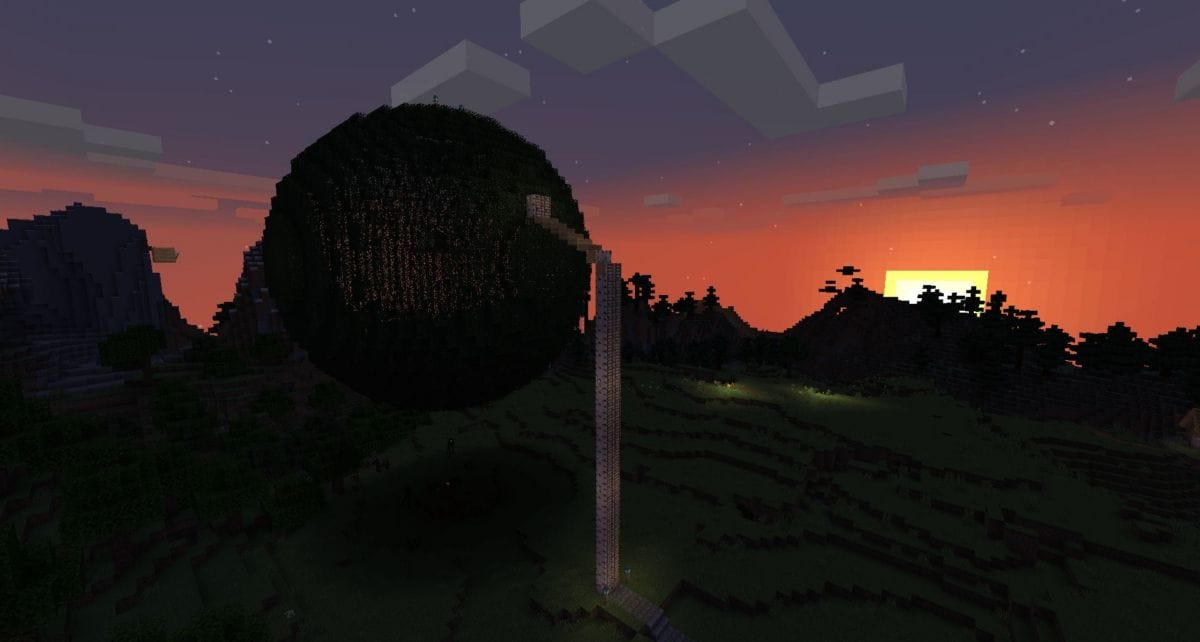 Screenshot of Minecraft sunset