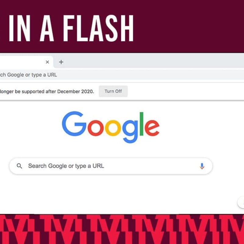 The image displays a browser window with the Google search page open. A banner above the search bar reads, 