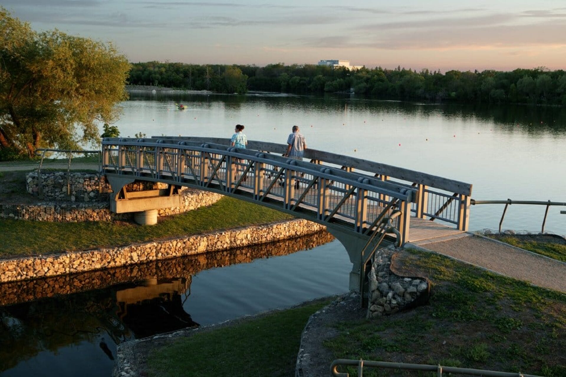 Two people standing on