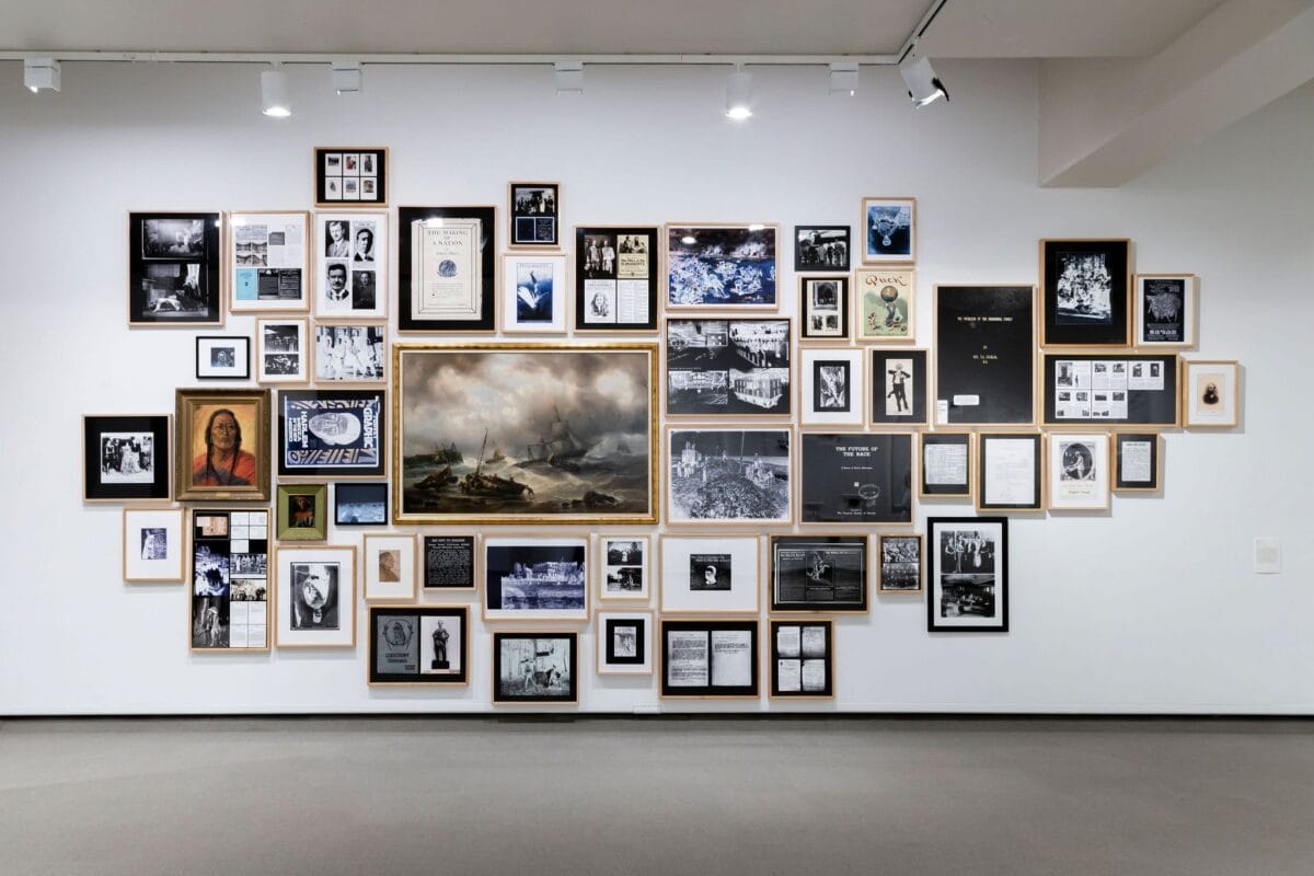 Picture of Deanna Bowen's giclée prints on paper and oil on canvas installation titled 