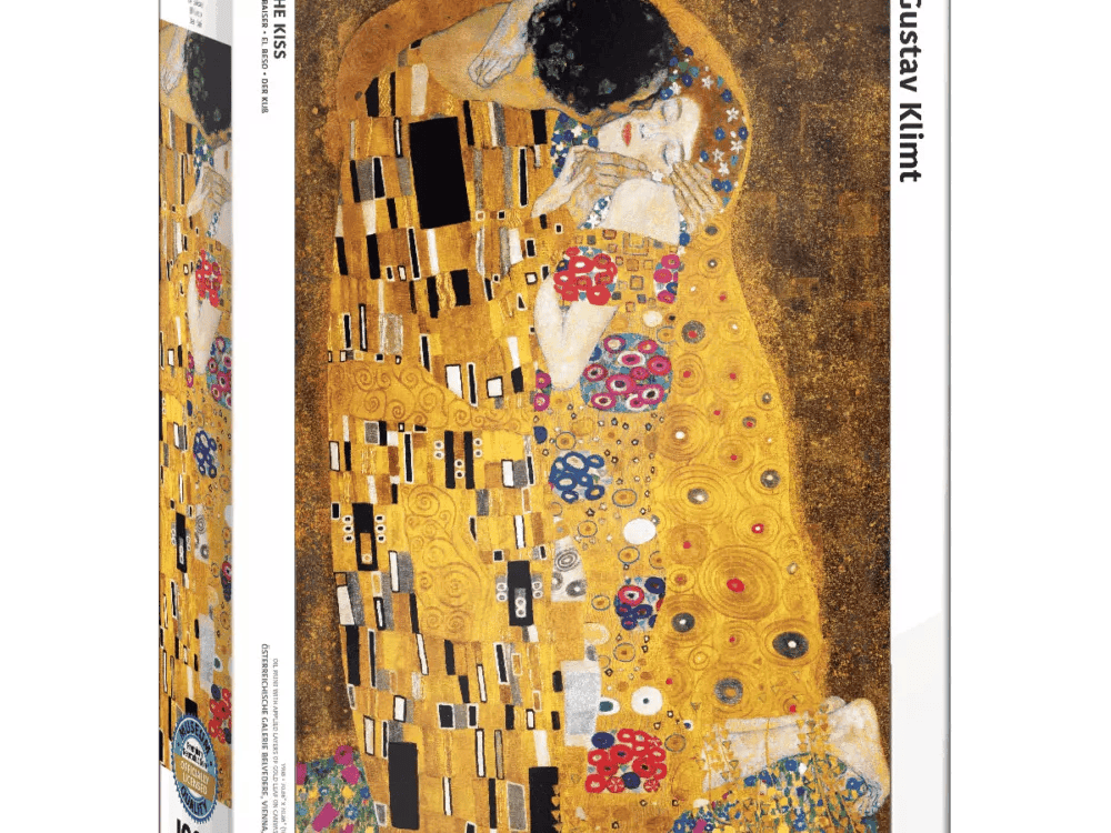 Box of a Klimt The Kiss Puzzle from the Fine Art Collection featuring Gustav Klimt’s painting, 