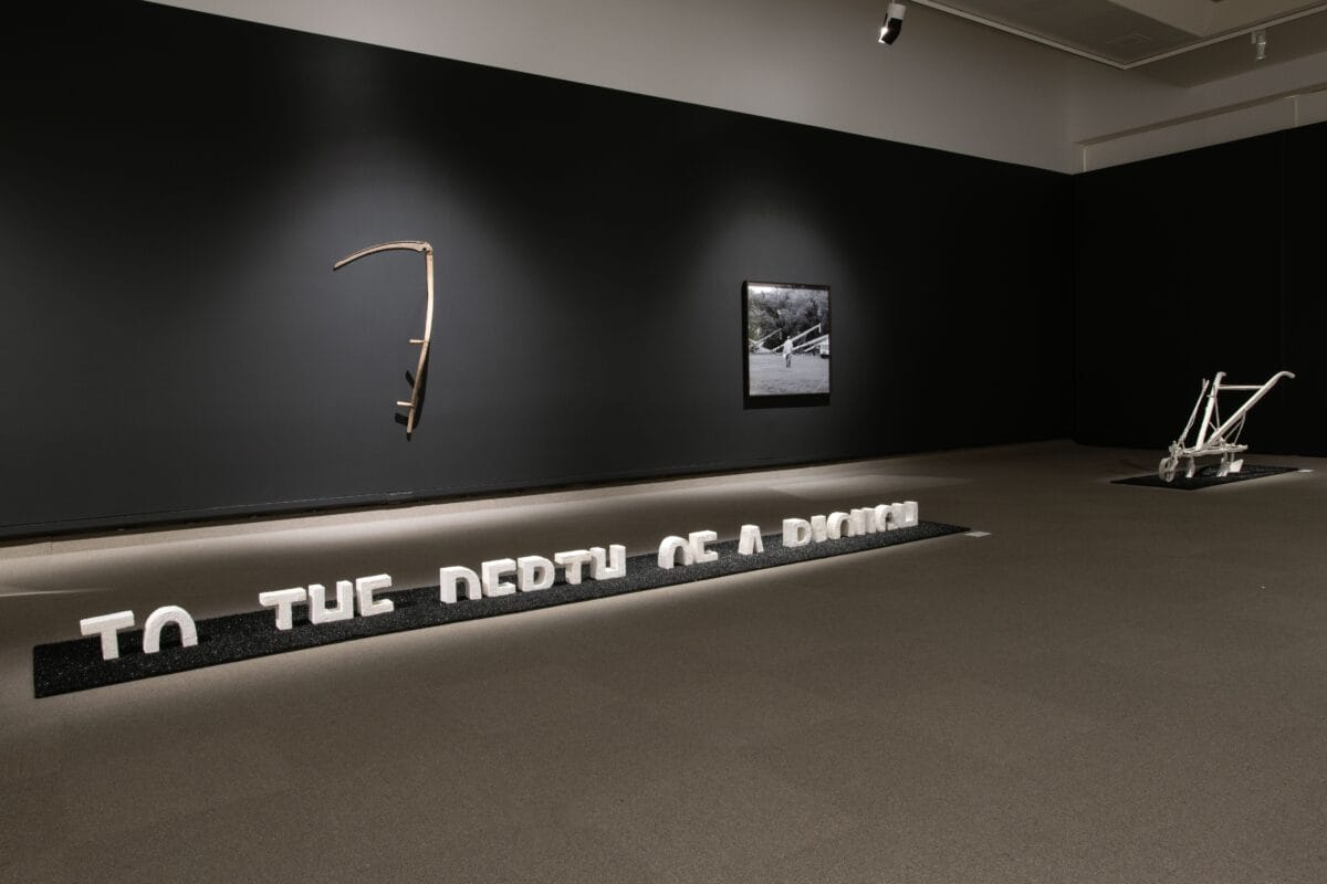 Install shot of exhibition Joi T. Arcand: ayâtaskisow, Photo Don Hall.